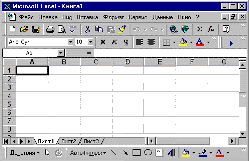 Электронные таблицы Excel. Интерфейс.